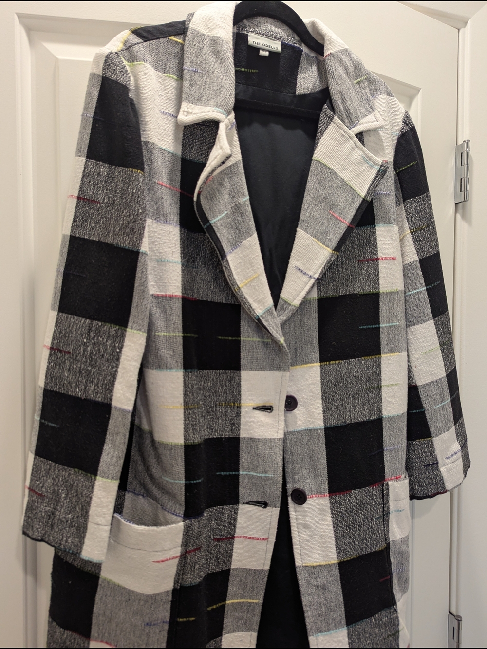Anthropologie Odells Plaid Black White Cotton Jacket XS Excellent Condition
